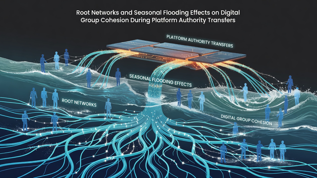 Root Networks and Seasonal Flooding Effects on Digital Group Cohesion During Platform Authority Transfers